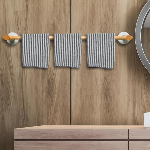 Beyeutao Toallero de madera de 80 cm, toallero de madera, toallero de madera, montado en la pared, barra de toalla de cocina, toallero adhesivo a prueba de humedad
