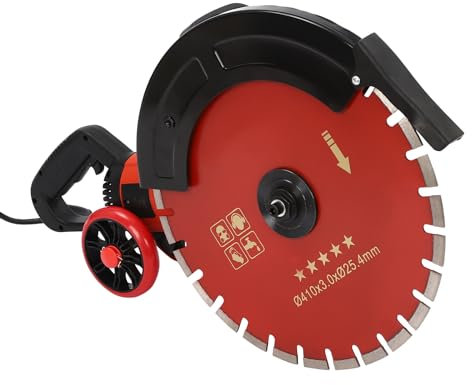 Konfiur Fraise à rainurer murale 4000 W, scie à béton 3000 tr/min avec disque à tronçonner diamanté de 410 mm, coupe-pavés, scie à pierre, machine à fender, pour couper le granit, le marbre