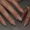 24pcs Medium Length Almond Press on Nails - Glitter Pink 3D Scallop With Gold Swirl - Removable Glue-on Acrylic Full Cover for Women Girls - Nail Art Accessories