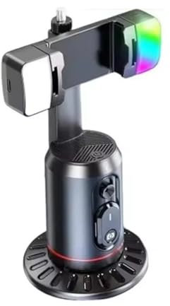 Huudngeje Q02 360° Rotation Gimbal Stabilizer Selfie Stick Desktop Face Tracking Gimbal with Remote Shutter Holder Bluetooth Light