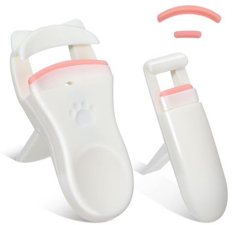 Oruola 2 Stück Mini Wimpernzange, Tragbare Wimpernzange für Reisen, Professionelles Lash Lift Tool mit Eckzange für Kinder Wimpern, Langanhaltendes Curling, Leichtes ABS-Material, Beige