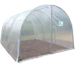 Serre Tunnel de Jardin 3x4,5m Acier Galvanisé PE Haute Densité 200µ Transparent 13,5m² Pieds arrondis Toutes Saisons - Gamme Essentielle