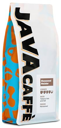 Java Caffè Monsooned Malabar 100% Arabica Coffee Beans 1kg | Freshly Hand Roasted, Speciality Blend, Resealable Bag