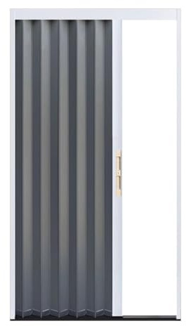Sxlawesom Puerta Plegable Interior Tipo acordeón, Puerta Plegable retráctil de Aluminio con Cerradura, Impermeable y con Aislamiento térmico, Puerta corredera para Dormitorio(Gray Right,750x1000mm)