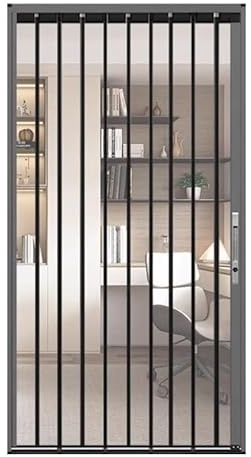 Porta a tenda Porta pieghevole, Porta a soffietto in acrilico PVC for interni con serratura, divisorio for ambienti multicolore, diverse misure(Grey,140x180cm)