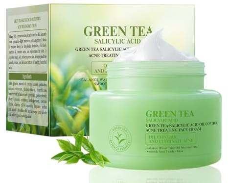 Salicylic Acid & Green Tea Anti Pimple Control Cream – Oil Control BHA Face Moisturiser for Clean-Prone Skin, Pimple Face Cream for Women,MEN, Helps Clear Pores, Reduce Spot,Blackheads & Blemishes