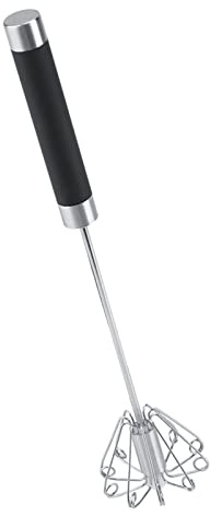 Jeffergarden Batidor Manual de Cocina Acero Inoxidable para Huevos Leche | Herramienta de Cocina Versátil, Mango Ergonómico, sin Electricidad, Fácil Limpieza, 24x5,5cm, 58g