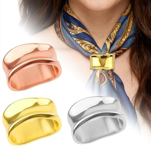 Cossaot 3 Stück Schalclip, Eleganter Schalring Tuchring für Damen | Modischer Schalring, Elegantes Design, Sicherer Halt, Einfache Anwendung, Für Schals, Tücher und Damenmode
