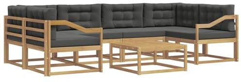 vidaXL Outdoor-Sofagarnitur mit Kissen 5 pcs Weiß und Anthrazit, Moderner Gartensofa, Outdoor-Sitzgruppe für Patio-Relax, Lounge-Set aus Akazie, ideal für Pool und Garten