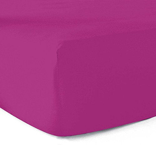 Le linge de Jules Drap-Housse 90x190 100% Coton 57 Fils Fuchsia