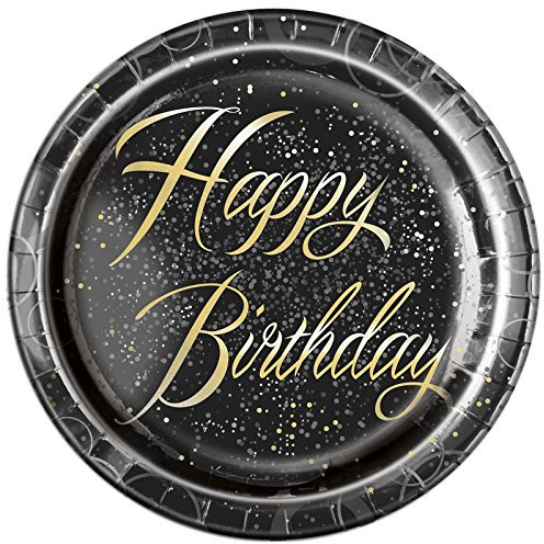 Unique Party 57495 - Glitz Gold Foil Birthday Paper Plates, Pack of 8