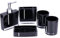GOTOTOP 5 TLG Badset Badgarnitur Bad Accessoires Set Becher Zahnbürstenhalter Seifenablage Schwarz für Badezimmer