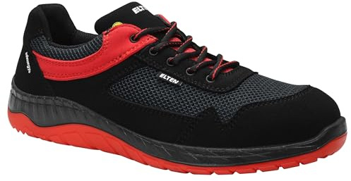ELTEN LONNY red Low ESD S1P Sportliche Sicherheits-Sandale mit INFINERGY Dämpfung | Microfaser/Textilmaterial | Stahlkappe | Lederfrei | Metallfreier Durchtrittschutz | Textilfutter | Gr. 35-48, 38 EU