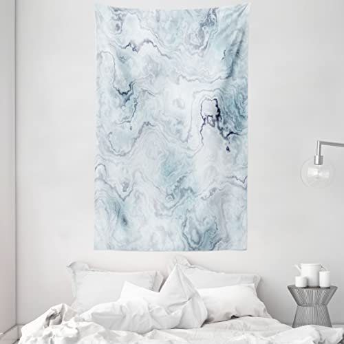ABAKUHAUS Marmor Wandteppich und Tagesdecke, Weiche Hazy Ottoman-Art aus Weiches Mikrofaser Stoff Waschbar ohne Verblassen Digitaldruck, 140 x 230 cm, Hellblaue graue Minze