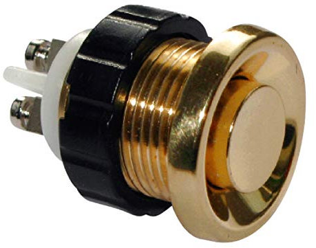 Desi-Schilder 2 Stk. Klingeltaster-Messing-poliert-Klingelknopf-Drucktaster-Klingel-Klingelanlage-Klingeldrücker-2-Draht Anschluss-Made in Germany- (2 Stk.) Nr. 365 Mess. pol. - Gold
