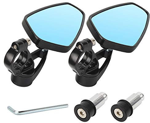 GES motorrad modifizierte rückspiegel universal 22mm reversing cnc rückspiegel motorrad oval aluminium rückspiegel(Blau Spiegel)