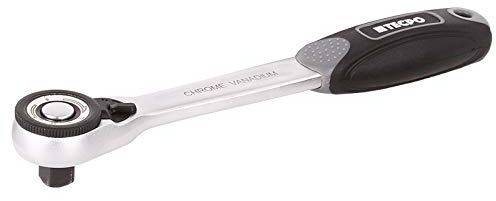 TECPO Feinzahn Umschaltknarre 1/2 Zoll 12.5 mm Ratsche Vierkantantrieb 72 Zähne 250 mm lang Knarre aus Chrom Vanadium Stahl, 512 Nm