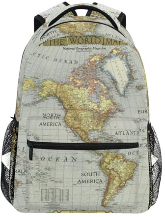 Nander Backpack Travel World Map Painting School Bookbags Shoulder Laptop Daypack College Bag for Womens Mens Boys Girls
