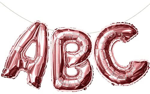 Oblique Unique® ABC Buchstaben Folien Luftballon Girlande Banner Hänge Deko für Einschulung Schuleinführung Schulanfang Schulstart Dekoration Schule Ballons Roségold