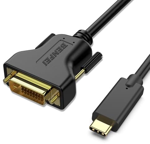 BENFEI Cable USB C a DVI, 0,9 m USB Tipo-C a DVI (Thunderbolt 3) compatible con MacBook Pro 2019/2018/2017, Samsung Galaxy S9 / S8, Surface Book 2, Dell XPS 13/15, Pixelbook y más