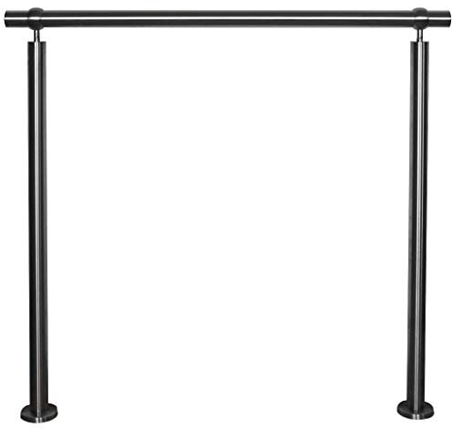 TIBU Edelstahlgeländer Aufmontage für Balkon Terrasse Treppe mit waagerechten Streben-Variante: ohne Streben-Länge:1,8 m ink. 2 Pfosten