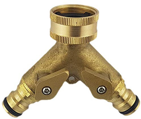 Qualitäts Stecksystem aus Messing für Gartenschlauch Kupplung Stecker passend Easy Klick Gardena | alle Ausführungen einfach auswählen >>> Y Verteiler 3/4 Zoll Innengewinde 2 Stecker