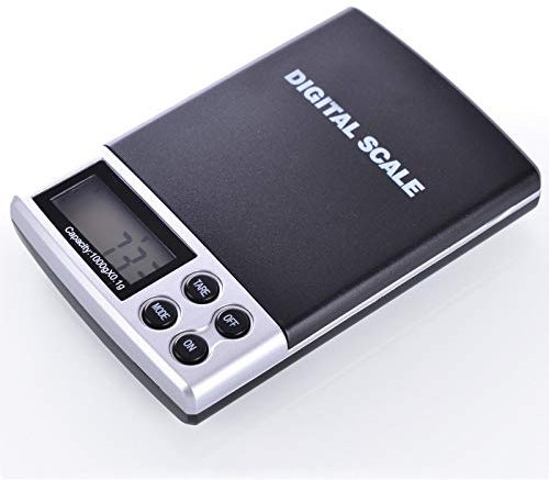 Digitalwaage, Küchenwaage Digital, Taschenwaage, 1000g/0,1g, Lebensmittelwaage LCD-Display, Schmuckwaage Wiegewaage Küche in Schwarz