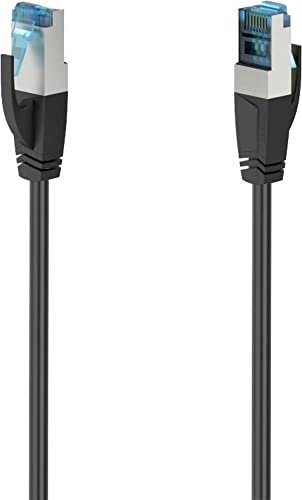Hama cavo di rete CAT6a (10Gbit/s, S/FTP, SFTP Ethernet, RJ45, cavo Internet ad alta velocità, 0,5 m) nero