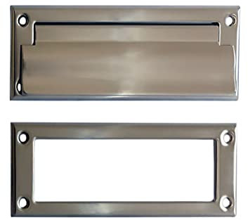 QCAA Briefschlitz aus massivem Messing, mit massivem Messinginnenrahmen, 21,4 x 7,2 cm, satiniertes Nickel, 1 Stück, hergestellt in Taiwan