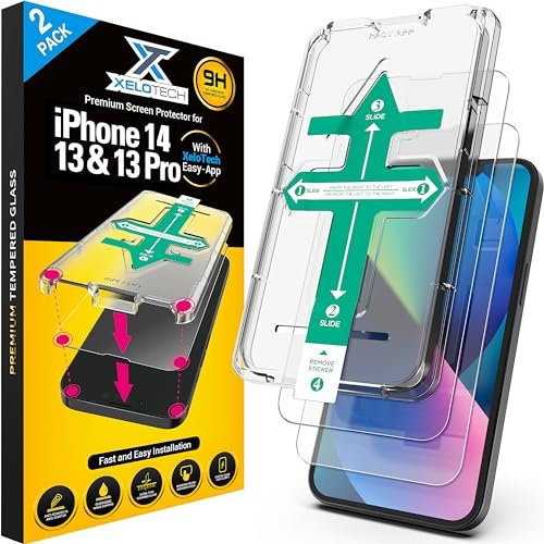 XeloTech für iPhone 16e /14/13/13 Pro für Panzerglas, Full Screen Auto-Installation Schutzglas 9H Härte Stoßfest Kratzfest Anti-Fingerabdruck Anti-Öl Anti-Bläschen, 2 Stück