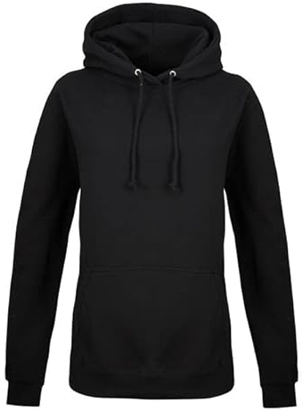 AWDis Damen Girlie College Hoodie Kapuzenpullover, tiefschwarz, 42