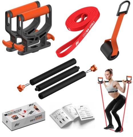 ZZGO Kit Motion 4X, Trainingsstange und Griffe, Zuhause | Widerstandsband Level 2, 7-16 kg, ergonomische Griffe, tragbare Trainingsstange, Türanker, Tonisierung