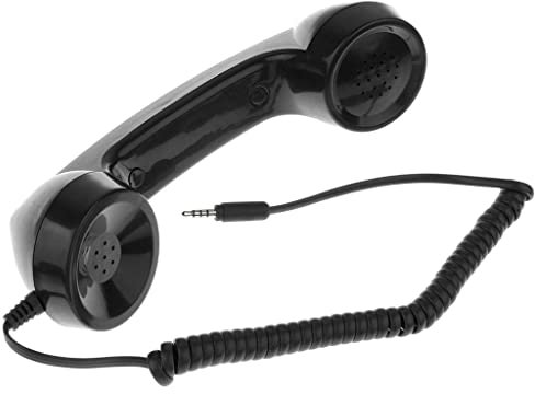 zalati Receptores de teléfono de 3,5 mm, retro, duraderos, para auriculares clásicos, micrófono, tipo universal, color negro brillante