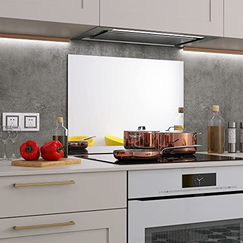 BELOFAY 6mm Clear Tempered Glass Mirror Splashback for Kitchen, Toughened Glass Mirror Heat Resistant Splashbacks for Cookers with Glue (60X70cm)