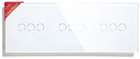 BSEED Touch Lichtschalter Glasscheibe Kristall Glasscheibe Glaspanel Glasplatte für Wandlichtschalter 3 Fach +3 Fach +3 Fach Weiß 228mm