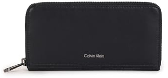 Calvin Klein Cuir Porte-Monnaie Duo Stitch Long Zip Around Wallet CK Black Noir