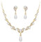 Deyanse Wedding Jewellery Sets for Brides, Pearl Jewellery Sets for Women Bridal Necklace and Dangle Earring Sets, Elegant White Rhinestone Bridal Jewellery Set, Gold Bridesmaid Gifts for Wedding Day