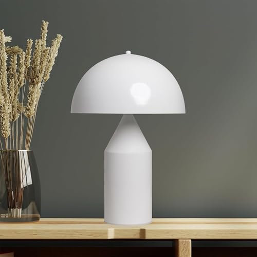 bamyum Lipeo Tischlampe Retro, Pilz Lampe Klein Weiß, Pilzleuchte, Tischlampe mit Kabel, Retro Nachttischlampe, Vintage Tischleuchte Weiß, Pilzlampen Wohnzimmer, Nachttischleuchte