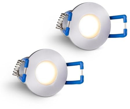 LongLife LED 2er Set Einbaustrahler Mini 3W 2700K silber IP65 Dimmbare Strahler für Terrassenüberdachung, Carports, Dachüberständen