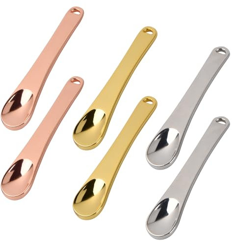 6 Pieces Metal Makeup Spatula, Mini Cosmetic Spatula Reusable Face Cream Applicator, Multifunctional Skincare Spoon Skin Care Spatula Beauty Tools for Makeup Facial Cream Facial Mask