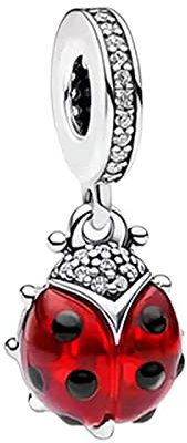 Doyafer 925 Sterling Silber Tier Anhänger Charm Anhänger Charms Set Siebenstern-Marienkäfer für Frauen-Armband-Halskette Geschenk