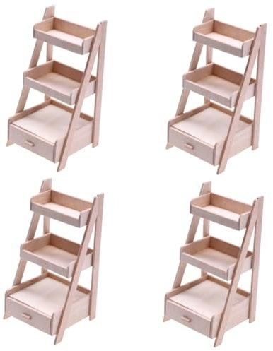 TOYANDONA 4stücke Miniatur Blumenständer Für Puppenhaus Holzregal Für Mini Pflanzen Deko Für Gartenmöbel Und Miniatur Wohnzimmer Dekoratives Zubehör Für Puppenhausmöbel
