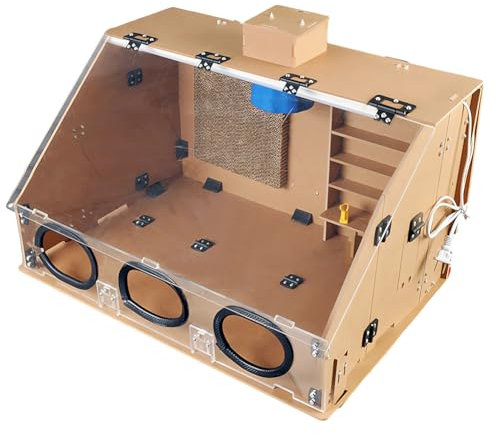 Hobby Model Painting Dryer Booth, Portable Airbrush Spray Booth with 40W Exhaust Fan & Led Light, Airtight Painting Cabinet, Paint Spray Box Set for Airbrushing Painting Art Model 70*47*40cm Wood