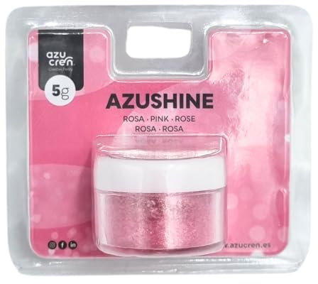 Azucren, Paillette Alimentaire, Paillette Alimentaire cocktail, Poudre Pailletée Comestible, Idéale pour la Décoration de Gâteaux, de Fondants, de Crème au Beurre, 5 Grammes. AZUSHINE (ROSE)