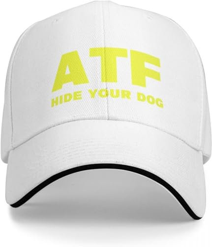 BDJYHACP Baseballkappe Snapback Sonnenhut ATF Hide Your Dog lustige Baseballkappe Luxuskappe für Männer und Frauen Männer und Frauen