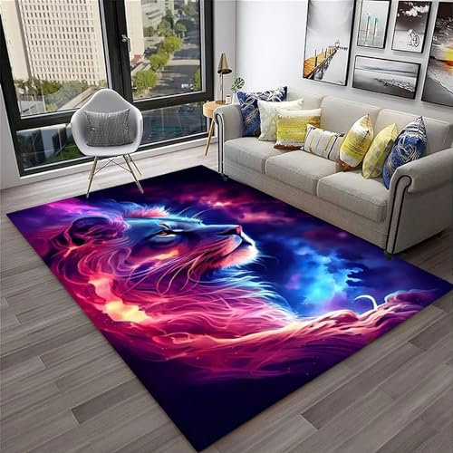 Kinderteppich Löwe-Tier-Cartoon - Kurzflor Teppich Kinderzimmer Spielteppich Antiallergen Und Extra Weich - Babyzimmer Teppiche Für Junge Und Mädchen Babyteppich 200 X 300 cm / 78,74 X 118,11-1P5I8Z4