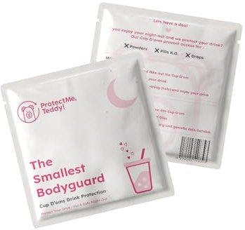 ProtectMe,Teddy! 6x Anti Spike Cup D'om's, Getränkeabdeckungen WEISS, Cup Kondom Getränkeschutz mit Öffnung für Strohhalm, Anti Spike Drink Covers Schutz Party Antidrogenschutz fürs Glas (White)