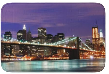 IDETECTOR Bedruckte Saummatte, Motiv: New York Night, 101,6 x 152,4 cm, dekorative Fußmatte, waschbarer Teppich