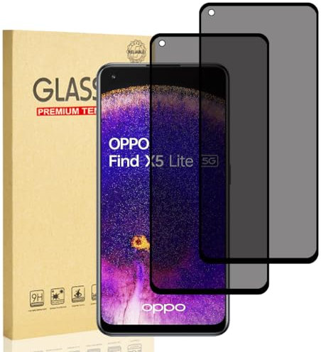 Hejkaoe Verre Trempé Anti-Espion pour Oppo Find X5 Lite 5G/Oppo Reno7 5G, Privacy Protection D'écran, Film en Verre Trempé, Dureté 9H, Anti-Rayures, Sans Bulles, Anti-empreintes, 2 Pièces
