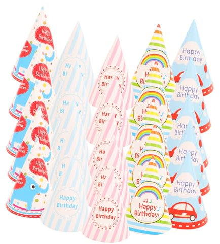 CORHAD Filz-Geburtstagskronenhut 25 Stück Cartoon-Kegelhüte für Partydekoration einfach anzubringen